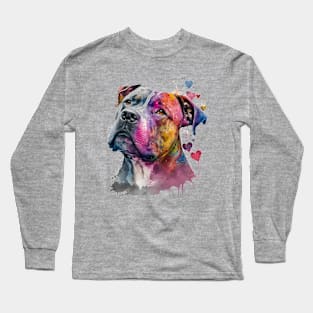 Valentines Pitbull art - Unleashing love, one wag at a time Long Sleeve T-Shirt